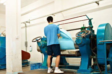 Light-colored rubber mixing workshop